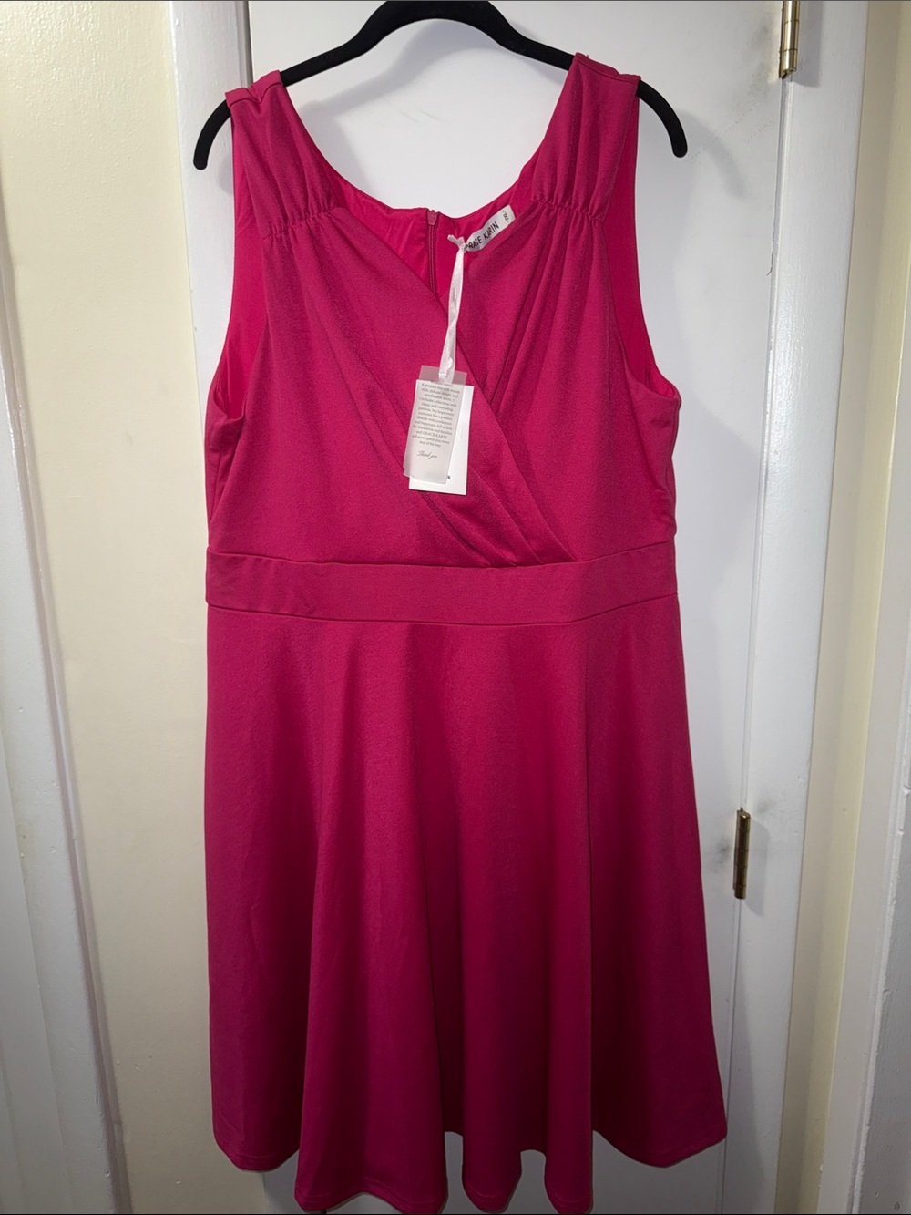 Grace Karin Fuchsia Sleeveless V-Neck Fit-and-Flare Midi Dress